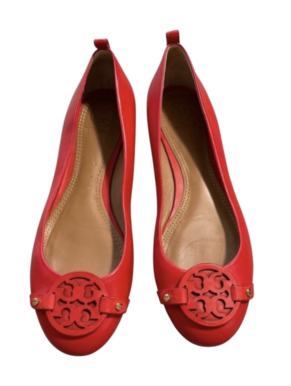 TORY BURCH Logo Round-Toe Ballet Flats 7M.